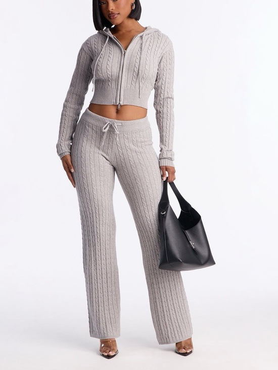 Pants - Zip Up Sweater Pant Set Grey Small